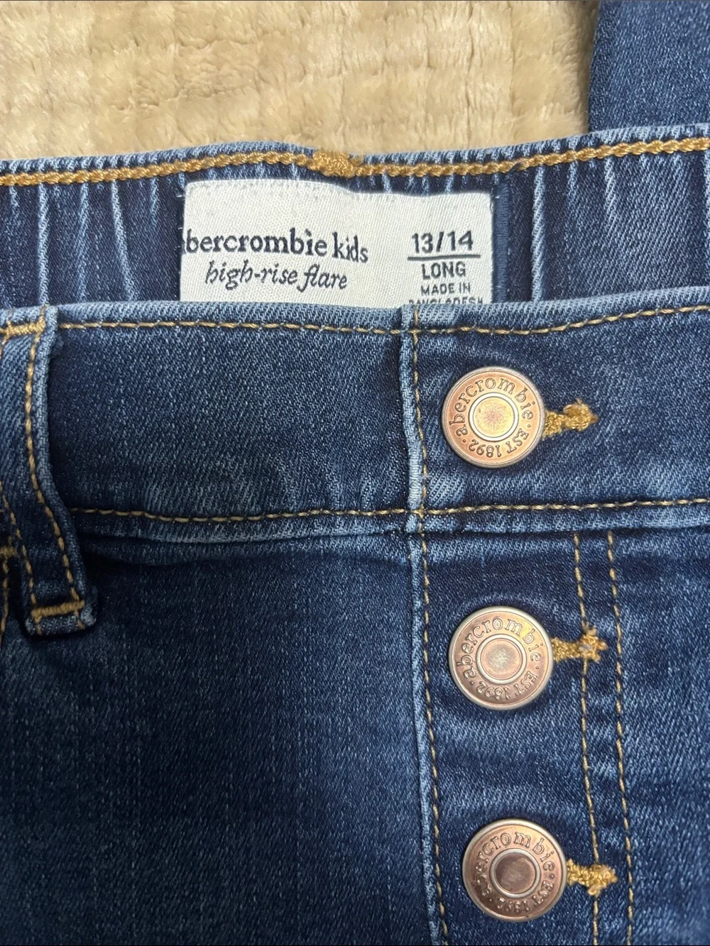 Abercrombie & Fitch Navy Blue Button-Fly Kids Jeans 13/14 Girls